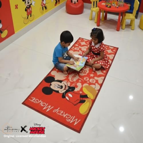 Athom Trendz Athom Living Mickey Mouse (Red) Runner Carpet, 2x4.5 ft, Anti-Skid Backing, Perfect for Kids Bedroom and Playroom - Image 2