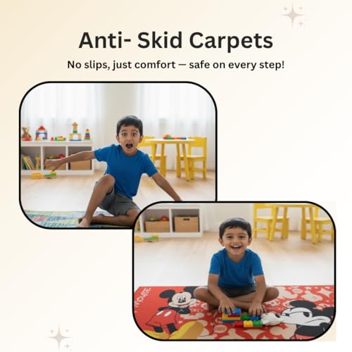 Athom Trendz Athom Living Mickey Mouse (Red) Runner Carpet, 2x4.5 ft, Anti-Skid Backing, Perfect for Kids Bedroom and Playroom - Image 5