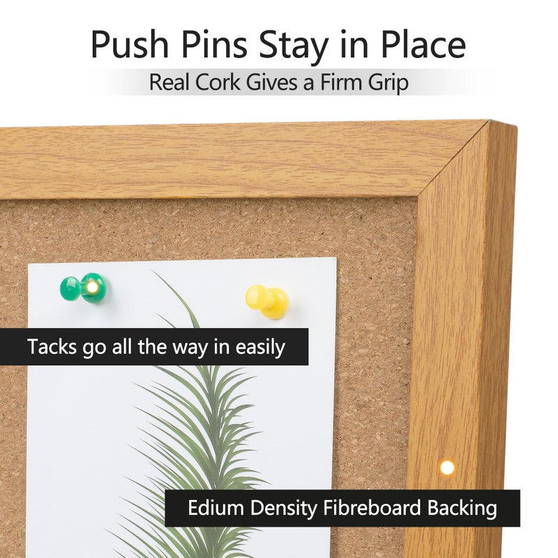 Board2by Cork Board Bulletin Board 24 x 36, Wood Framed Corkboards for Wall Decor, Hanging Office Message Board, Large Wall Mounted Notice Pin Board with 15 Push Pins for School, Home & Office - Image 5