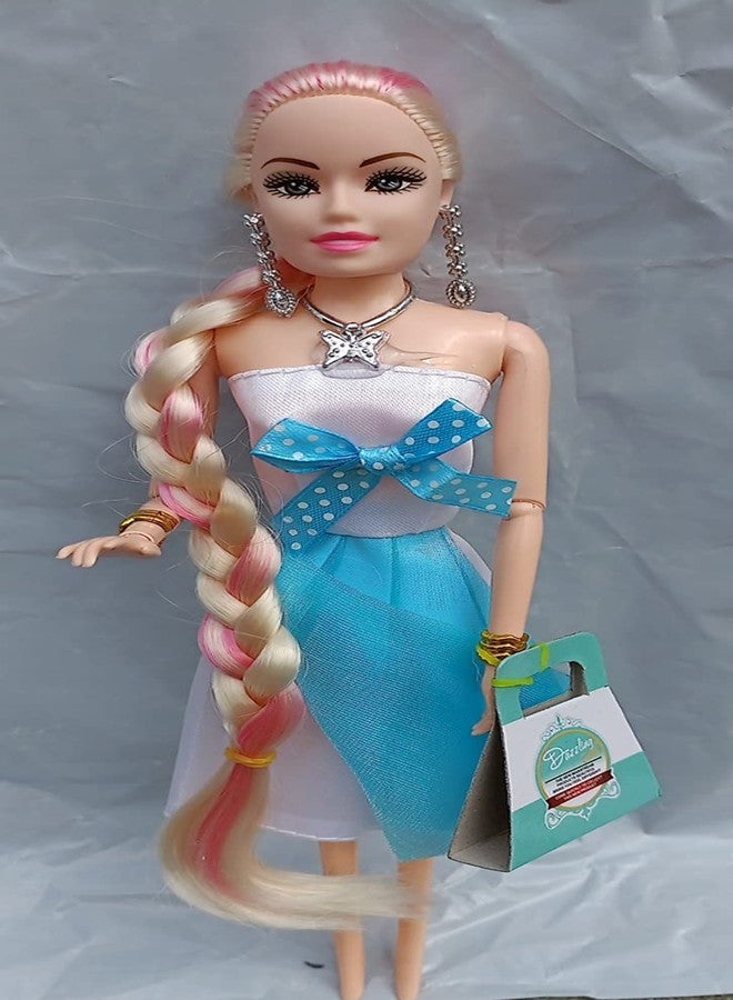 CR18 COLLECTION Long Hair with Accessories Girls Look Durable Fashion Doll Hand & Legs Movable Doll Toy for Kids 25Cm (Color & Dress Maybe Very) [Age-3+] Pack of 2 - Image 4