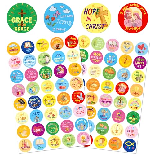 LINAYE 24 Sheets Christian Religious Stickers 960PCS 1 Inspirational Jesus Faith Stickers for Kids Adults Waterproof Adhesive Bible Verse Decals for Scrapbooking Planner EnvelopeWater Bottles - Image 1