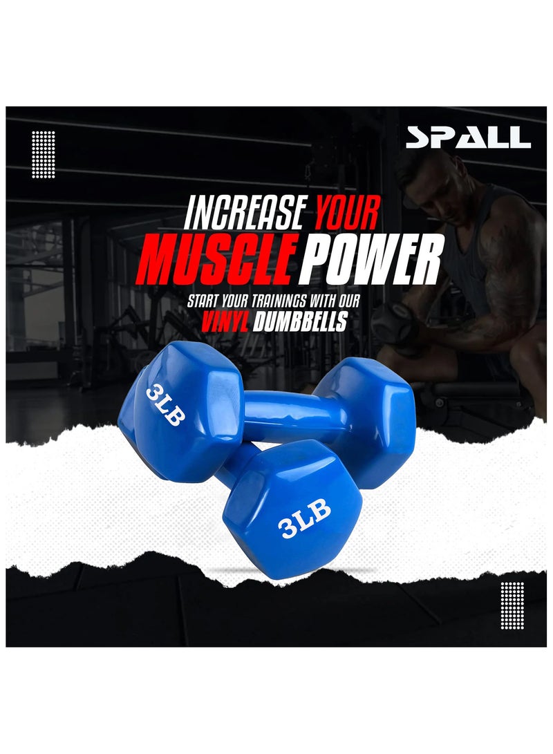 Spall Vinyl Dumbbells Weights For Unisex 3LB Each Ideal For Home Workout Yoga Pilates Gym Exercise Non Slip Easy To HOld Scratch Resistant Best For Home Exercise - Image 5