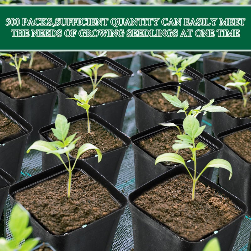 Nuanchu 500 Pack 2 Inch Square Nursery Pots, Small Plastic Seedling Pots with Drainage Holes, Mini Planting Planters for Garden Outdoor Indoor Flower Succulent Vegetable Starting Seedlings, Black - Image 3