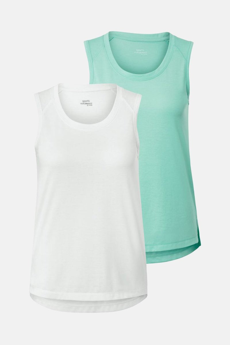 Tchibo Women 2 Pieces Sportswear Fit Sleeveless Training Tank Top, White  - Image 2