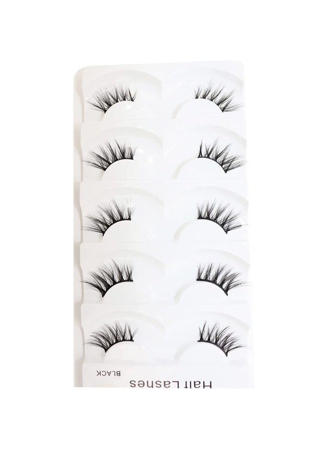 Eyelashes Half Lashes Natural Look Wispy Cat Eye Mink Lashes Flared Curly 15mm Fake Eye Lashes Extension Reusable Soft Light 3D False Eyelashes for Daily Wear 5 Pairs (8D Half Lashes Flared)