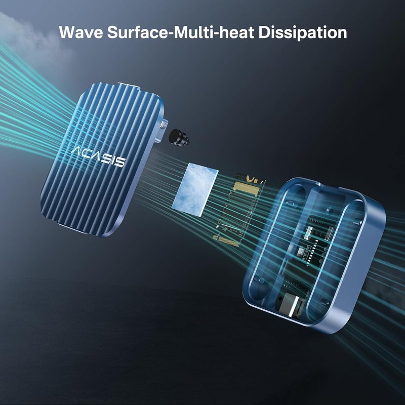 Acasis 2230 SSD Enclosure with Magnetic Suction for iPhone 15 Pro Max ProRes, 10Gbps USB C 3.2 Gen2, Aluminum M.2 NVMe SSD Enclosure Adapter, Support M-Key B+M Key UASP(UP to 2TB) - Image 2