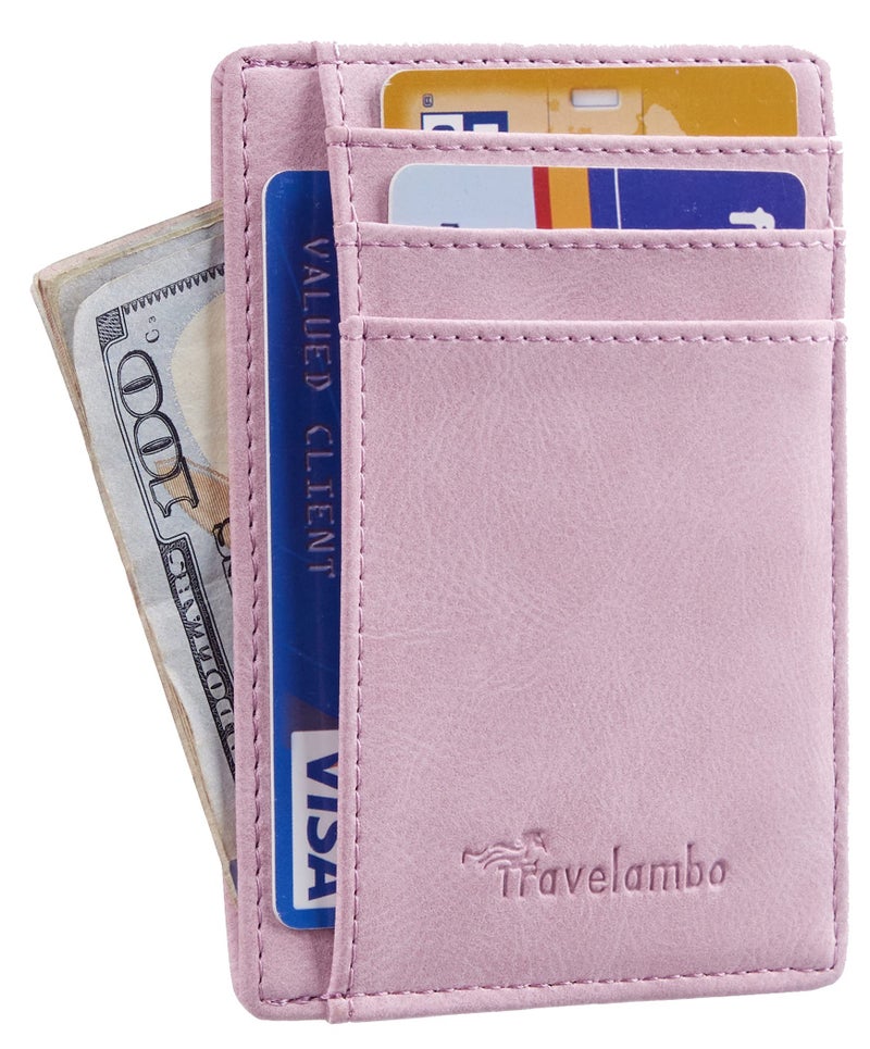 Travelambo Slim Wallet Front Pocket Minimalist Leather RFID Blocking Medium Size - Image 2