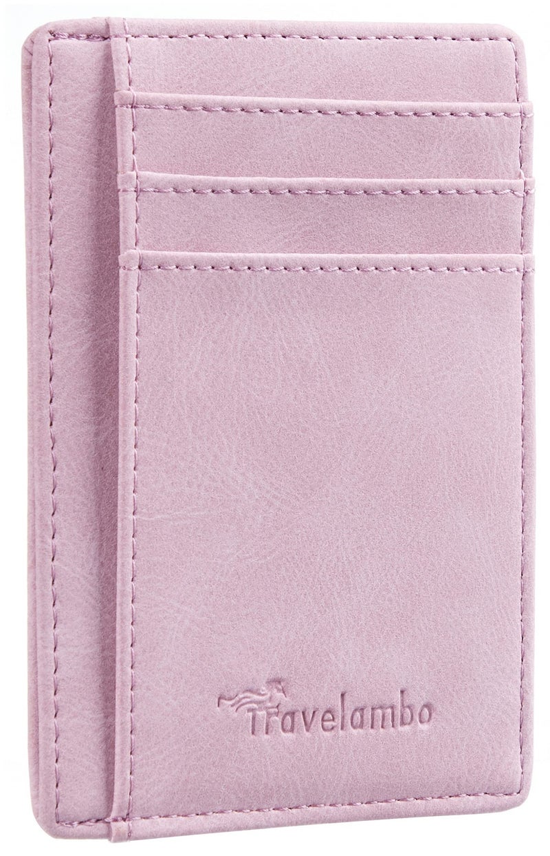 Travelambo Slim Wallet Front Pocket Minimalist Leather RFID Blocking Medium Size - Image 1