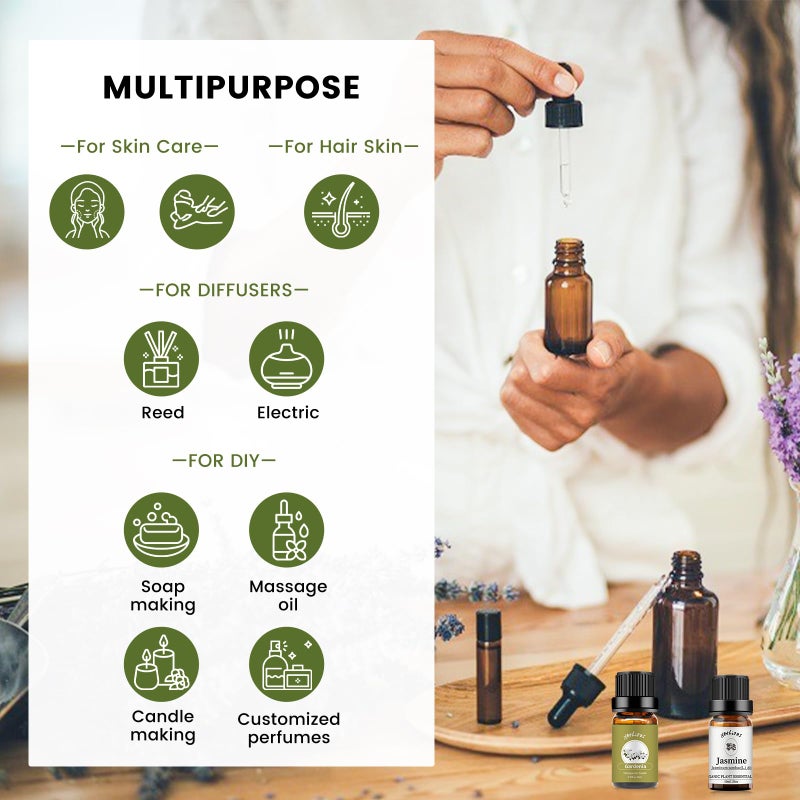 yethious Jasmine Gardenia Essential Oil Set 100% Pure Gardenia Fragance Oil Jasmine Aromatherapy Oils for Diffuser - 2 Pack 10ML - Image 3
