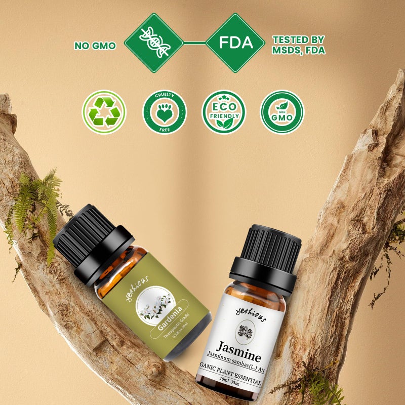 yethious Jasmine Gardenia Essential Oil Set 100% Pure Gardenia Fragance Oil Jasmine Aromatherapy Oils for Diffuser - 2 Pack 10ML - Image 4