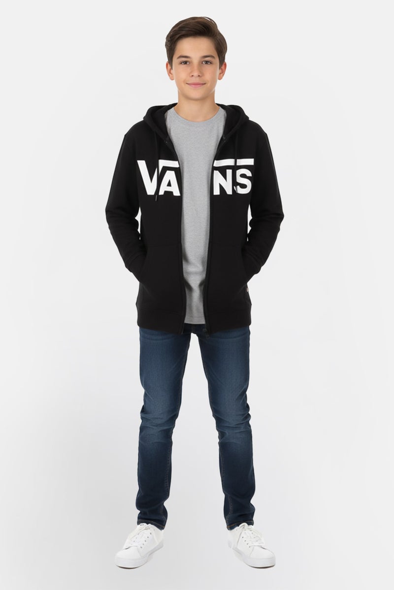 VANS Kids Boy Long Sleeve Brand Logo Hoodie, Black - Image 1