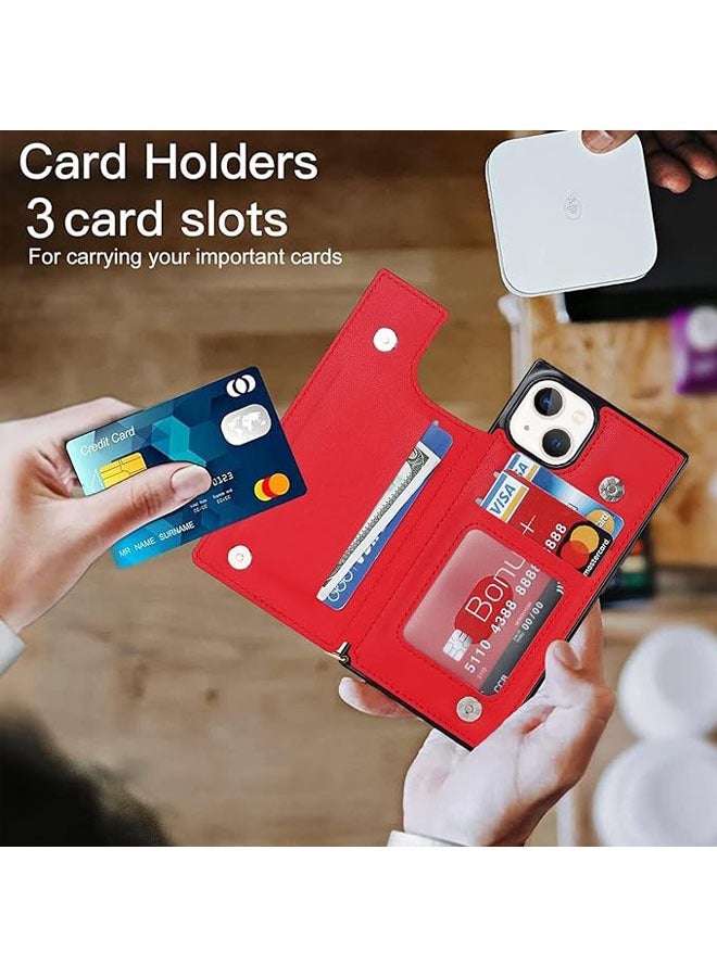 general For iPhone 15 Pro , iPhone 15 Plus, iPhone 15 Promax Leather Case with Card Slot and Coin Clip Holder, Slant Back Flap, Double Buckle Zipper Case with Lanyard for Women, Girls - Image 4
