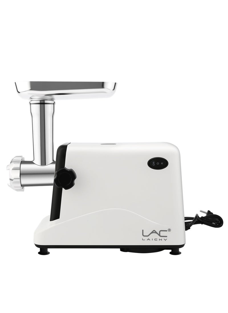 LAC LAICHY Meat Grinder, Electric Meat Mincer, Reverse Function Metal Cutting Plates, Accessories, Metal Gears, Stainless Steel Blade 350 W,L-3301 White  - Image 2