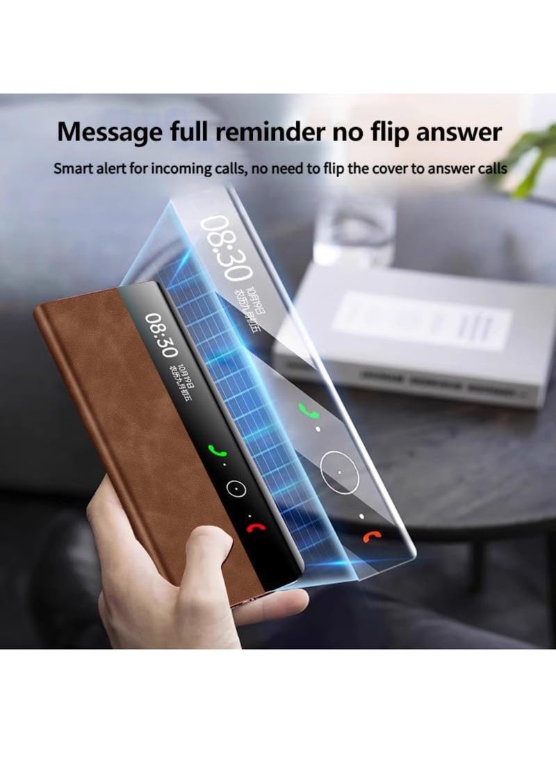 Aookay Case Compatible with Huawei Mate X6 Case, Luxury Leather Smart Window Fold Case with Flip-Free Answering, Camera Lens Protection Cover with Auto Wake/Sleep (Black) - Image 3