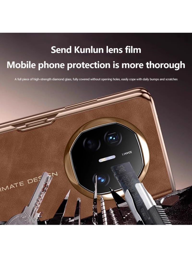 Aookay Case Compatible with Huawei Mate X6 Case, Luxury Leather Smart Window Fold Case with Flip-Free Answering, Camera Lens Protection Cover with Auto Wake/Sleep (Black) - Image 4