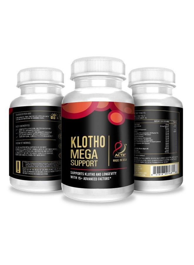 ACTIF دعم ميغا أكتيف كلوتو مع 15+ عامل متقدم لدعم طول العمر - غير معدّل وراثيًا، مصنوع في الولايات المتحدة، 90 حبة - Image 4
