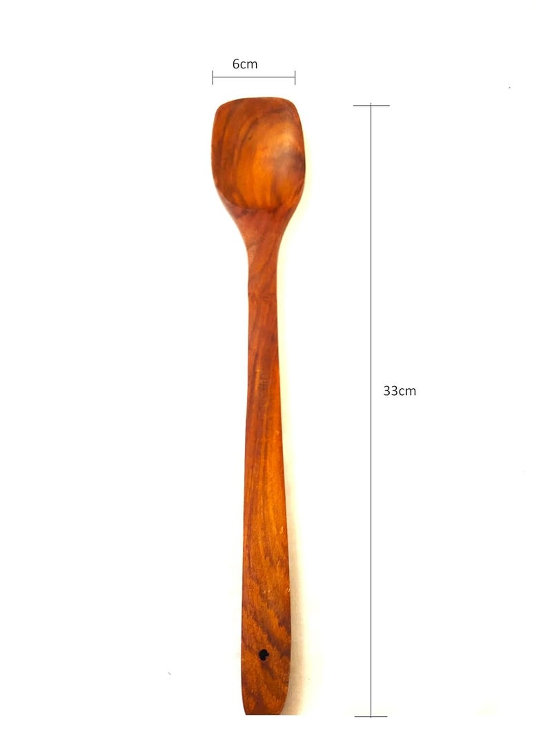 A2Z Appliances Store Spoon for Soup Cooking Serving Stirring Multipurpose Spoon Wooden 33cm Long Handle Ladle Neem Wood Kitchen Utensil for Cooking and Serving  - Image 3