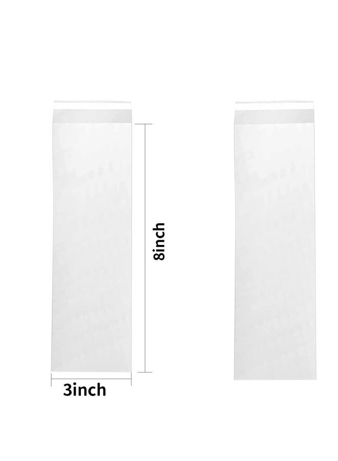 KoberrLi 3 x 8-inch Clear Resealable Cello Cellophane Bags , 100Pcs Long Clear Cookie Bags Self Adhesive for Candy Cookies Cards Dipping Bags - Image 2