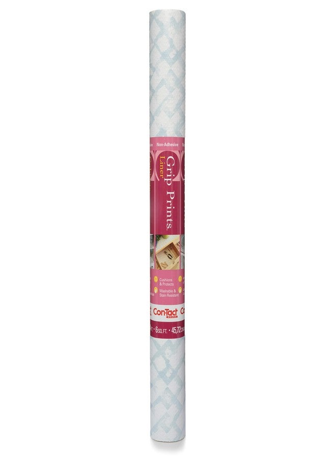 Con-Tact Brand Grip Prints Shelf Liner, Durable and Non-Adhesive Liners, Non-Slip Drawer and Cabinet Liner, 18" x 4', Trellis Faded Blue, Pack of 1 Roll - Image 1