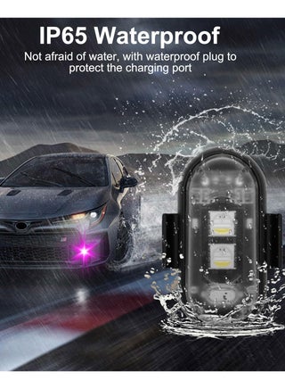 4PCS Wireless LED Strobe Lights with Remote Control, 8 Colors USB Charing Waterproof Anti-Collision Led Emergency Warning Lights for Car Motorcycle Drone Aircraft Bike - view 4