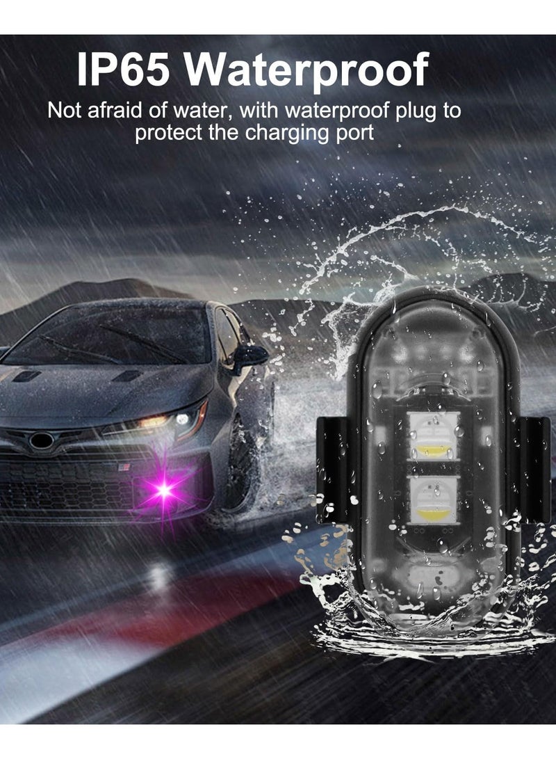 عام 4 قطع أضواء LED لاسلكية مع جهاز تحكم عن بعد، 8 ألوان شحن USB مضادة للماء ومضادة للتصادمات وأضواء تحذير للطوارئ لسيارة دراجة نارية بدون طيار ودراجة طائرة - Image 4