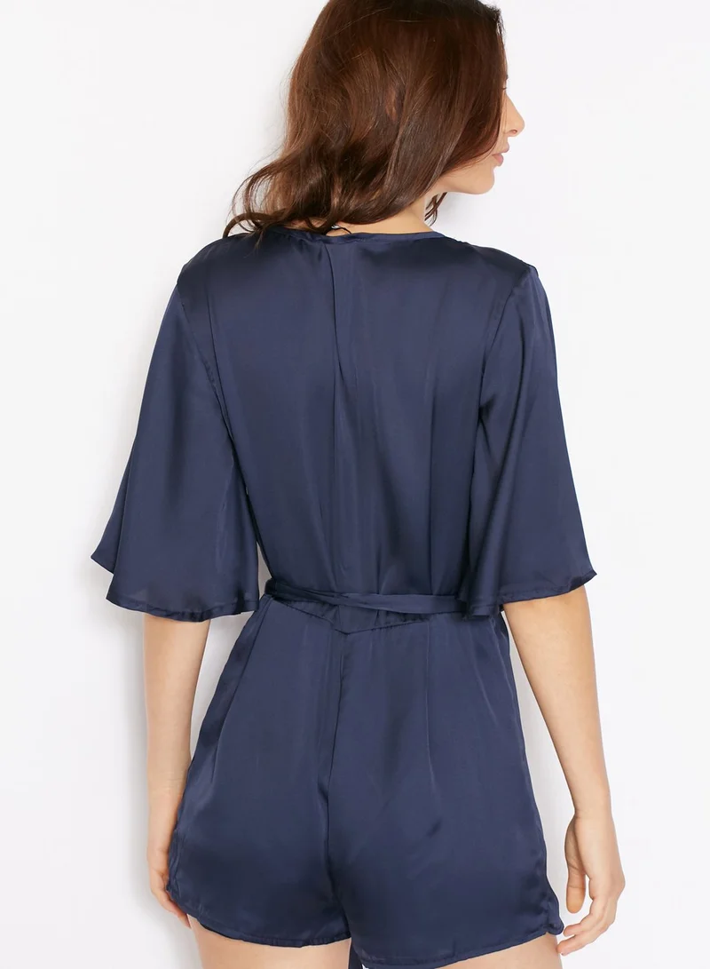 Missguided Belted Plunge Kimono Playsuit