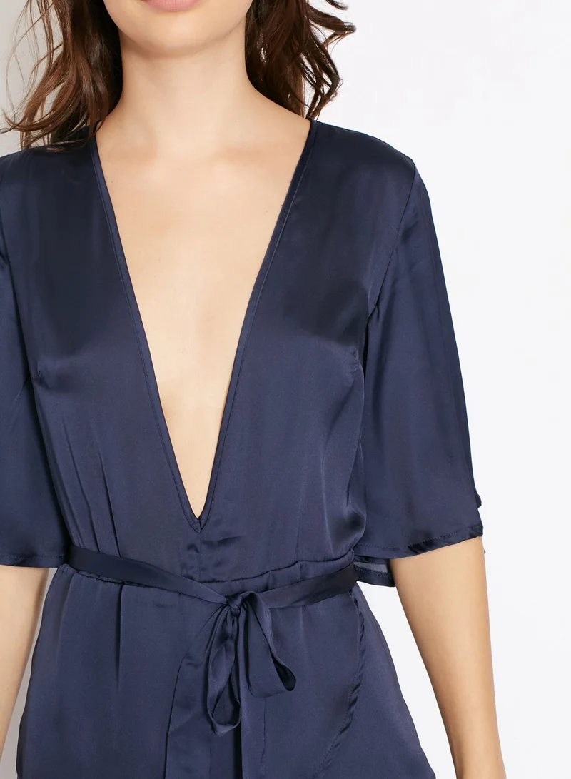 Missguided Belted Plunge Kimono Playsuit