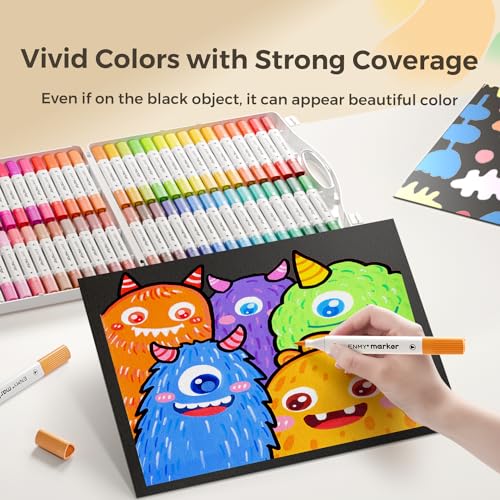 ENMY Dual Tip Acrylic Paint Markers, 48 Colors Acrylic Paint Marker Pens with Portable Case, Acrylic Art Markers for Art & Craft Supplies for Glass, Pottery, Ceramic, Rock, Canvas, DIY Art Supplies - Image 5
