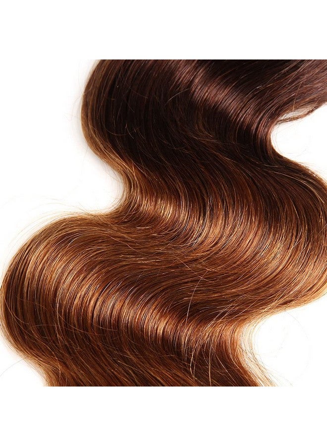 FASHION VILA Ombre Human Hair Bundle Body Wave Brazilian Virgin Hair One Bundle Human Hair Weave 2 Tone Ombre Color Body Wave Human Hair Extensions T4/30 Medium Brown/Medium Auburn(28 Inch) - Image 4