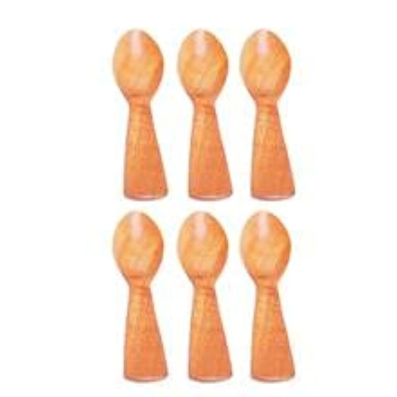looms & weaves - Neem Wood Masala Spoon - Set of 6 for Small Containers - for Tea, Coffee, Sugar & Spices - Image 3