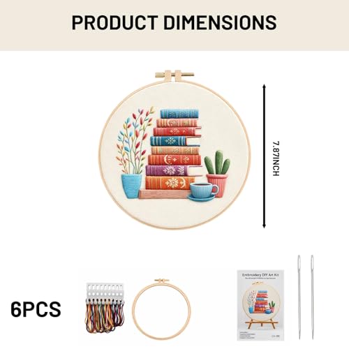 CZFSWT Embroidery Kit, Mini Embroidery Kit, Cross Stitch Kit with Instructions, 20cm Bamboo Embroidery Hoop Suitable for Handicraft Enthusiasts, DIY Gifts and Home Decor - Image 2
