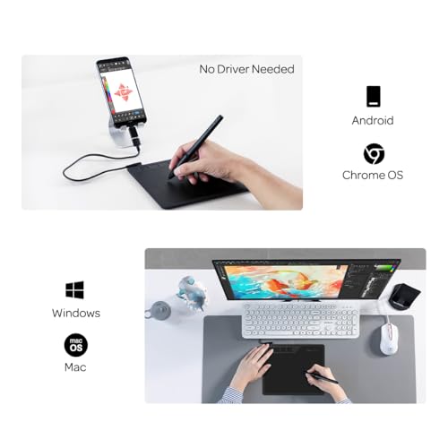 GAOMON S620 Drawing Tablet 6.5 x 4 Inch Graphics Tablet with 8192 Passive Pen 4 Customizable ExpressKeys for Digital Art, Painting, OSU Playing, Compatible with Windows PC, Mac - Image 4