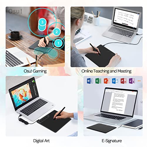 GAOMON S620 Drawing Tablet 6.5 x 4 Inch Graphics Tablet with 8192 Passive Pen 4 Customizable ExpressKeys for Digital Art, Painting, OSU Playing, Compatible with Windows PC, Mac - Image 5