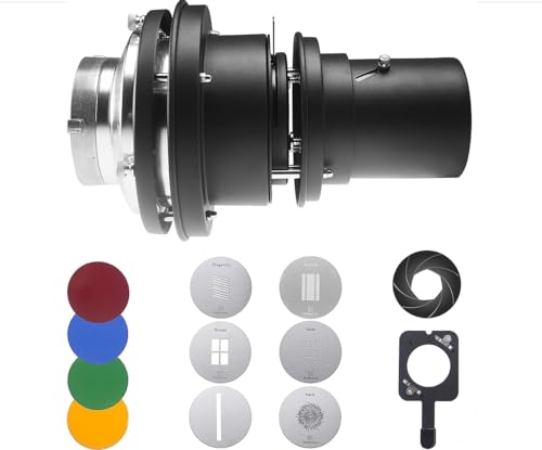 Wellmaking Bowens Mount Optical Snoot Conical, Flash Projector Attachment, Spotlight Snoot Photography Video Artist Modelling Shape Light Studio with Optical Lens Various Gobos Photography Accessories - Image 1