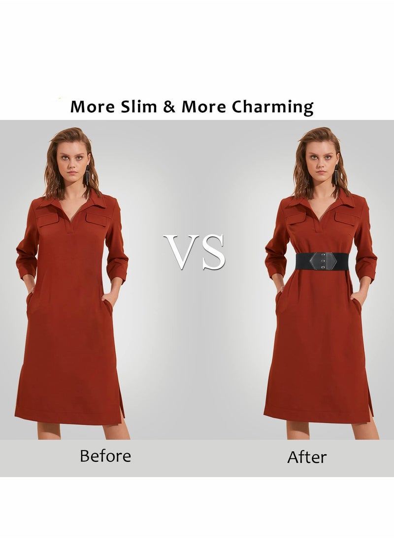 Excefore 3 Pack Women Wide Elastic Waist Belt Vintage Stretchy Waistband for Ladies Dresses  - Image 4