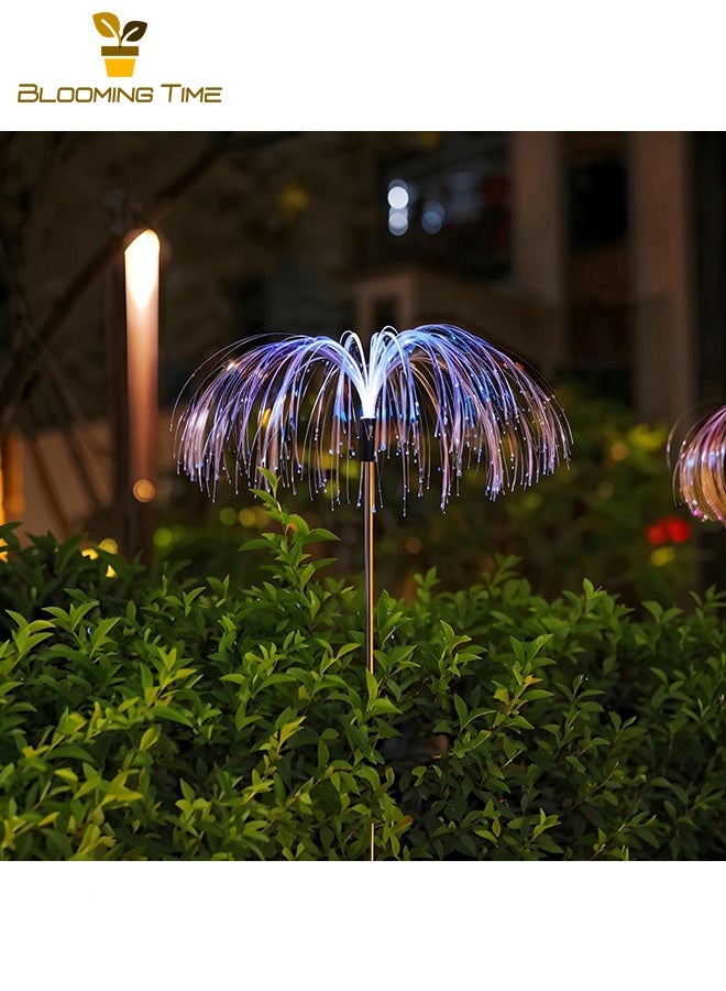 بلومنغ تايم اثنين من أضواء قنديل البحر الشمسية ، الألياف البصرية الملونة تغيير لون مضيئة فيلا حديقة فناء الحديقة المكونات في أضواء ، في الهواء الطلق للماء المشهد أضواء الديكور - Image 3