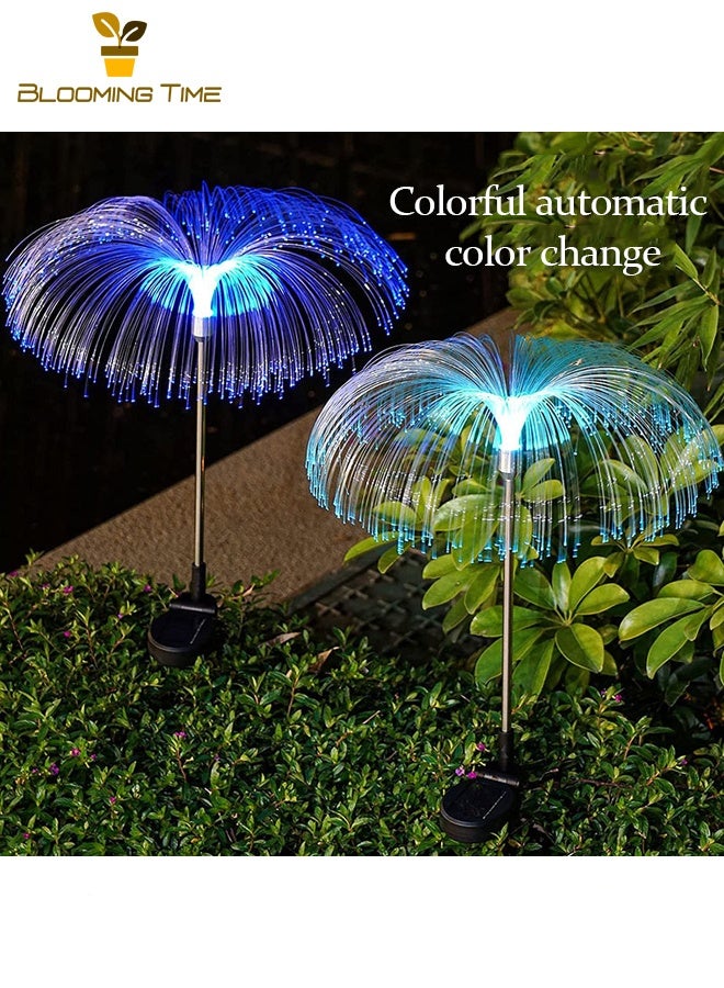 بلومنغ تايم اثنين من أضواء قنديل البحر الشمسية ، الألياف البصرية الملونة تغيير لون مضيئة فيلا حديقة فناء الحديقة المكونات في أضواء ، في الهواء الطلق للماء المشهد أضواء الديكور - Image 1