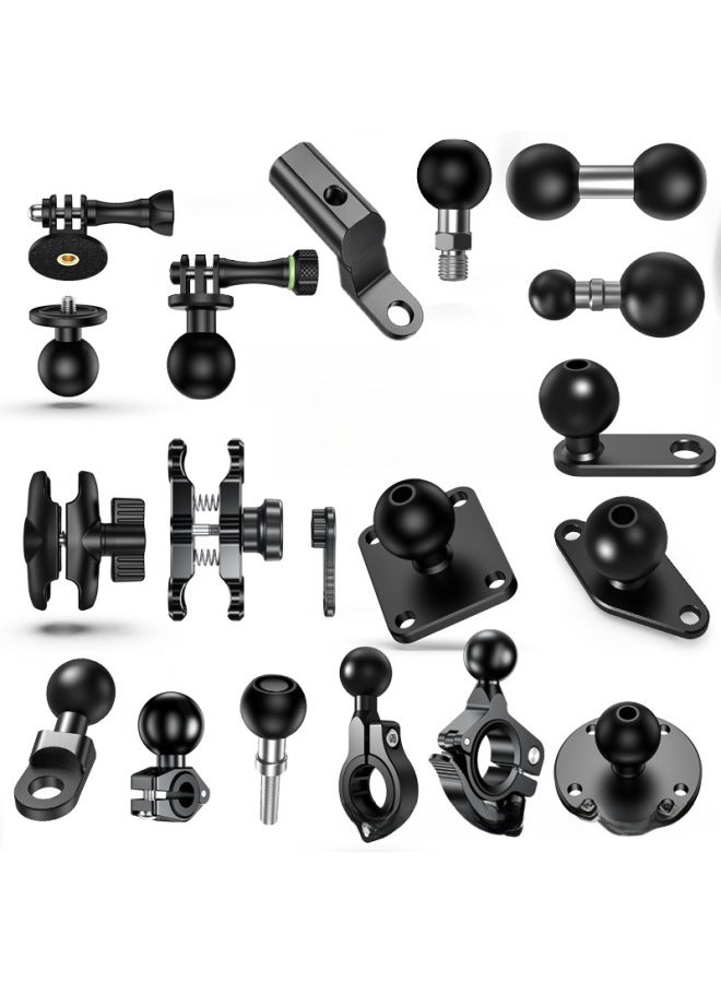 Sports Camera Adapter Ball Head 25mm Mobile Phone Bracket Pipe Clamp Fixed Base One Inch Double Ball Head Bar Accessories-Color:R8A Short Expansion Ball Joint M10 - Image 2