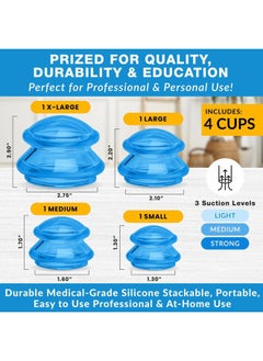 Lure Essentials Silicone Cupping Therapy Set Professional Massage Cupping Cups for Cupping Therapy 4 Cup Kit for Massage, Myofascial Release, Cellulite Reduction (Lure Blue)  - Image 3