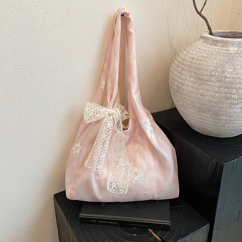 Summer Super Popular Butterfly Embroidered Tote Bag 202 New Women'S Shoulder Bag Fashionable Casual Commuter Bag Shopping Bag - Image 3