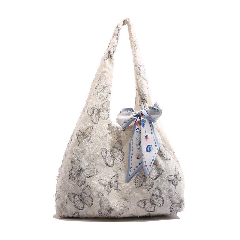 Summer Super Popular Butterfly Embroidered Tote Bag 202 New Women'S Shoulder Bag Fashionable Casual Commuter Bag Shopping Bag - Image 1