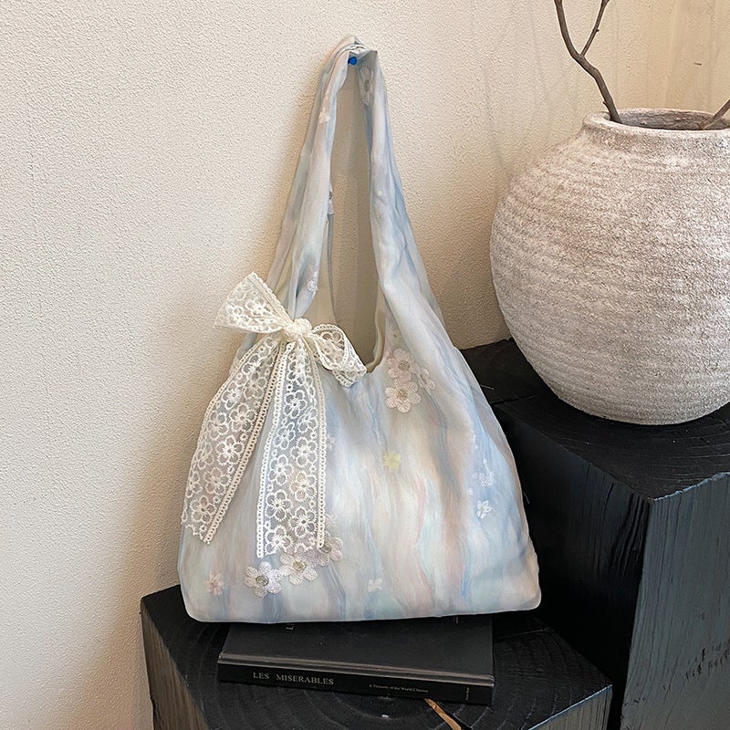 Summer Super Popular Butterfly Embroidered Tote Bag 202 New Women'S Shoulder Bag Fashionable Casual Commuter Bag Shopping Bag - Image 5