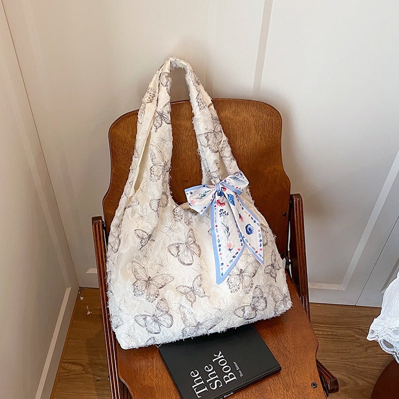 Summer Super Popular Butterfly Embroidered Tote Bag 202 New Women'S Shoulder Bag Fashionable Casual Commuter Bag Shopping Bag - Image 4