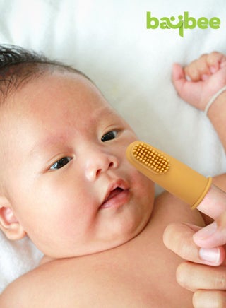 Silicon Baby Finger Toothbrush with Super Soft Bristles Food Grade BPA Free Massaging Gum Gentle Oral Cleaning Teeth &Tongue Brush for Toddlers, Kids & Infants 3 Months + (Pink Yellow) - view 3