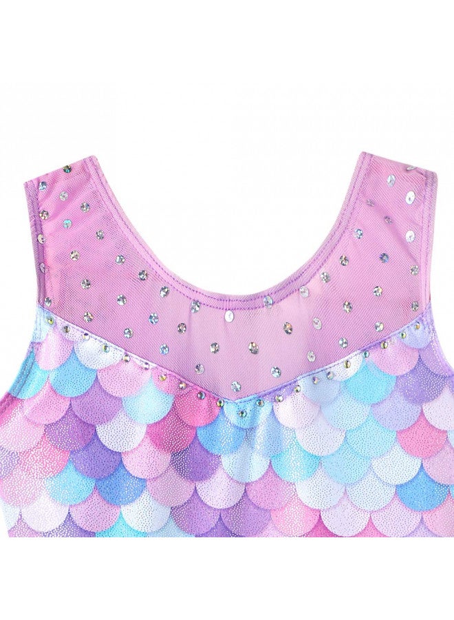 Belovance Leotards for Girls Gymnastics Unicorn Athletic Dance Wear Shiny Rainbow Blue Hotpink (Mermaid Purple, 6-7 Years) - Image 4