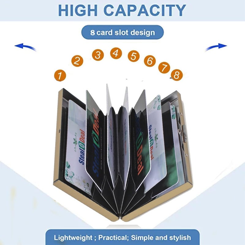 Stealodeal Gold RFID Blocking Stainless Steel ATM/Credit/Debit for Men & Women 8 Slots Card Holder (8 Slots (Gold)) - Image 3