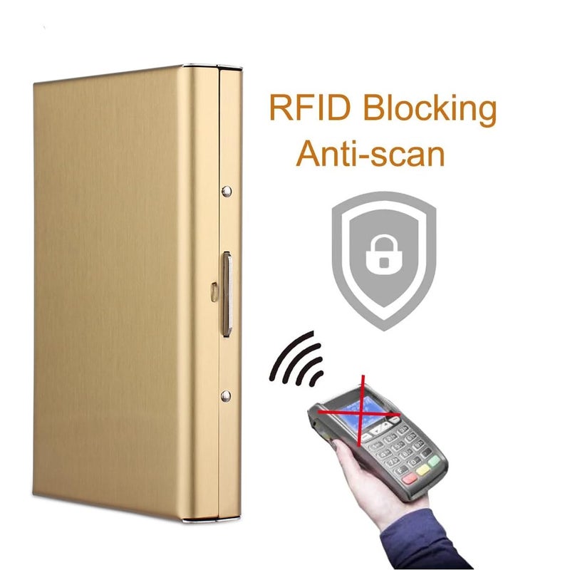 Stealodeal Gold RFID Blocking Stainless Steel ATM/Credit/Debit for Men & Women 8 Slots Card Holder (8 Slots (Gold)) - Image 4