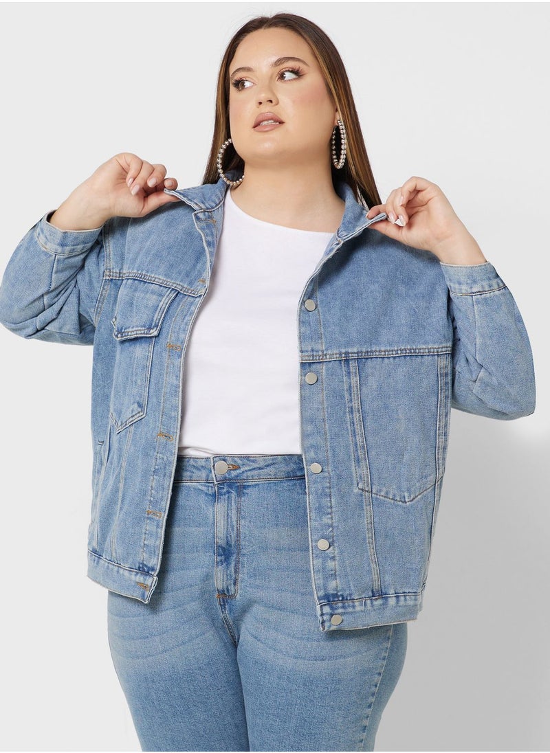 Ginger Plus - Pocket Detail Denim Jacket - Image 1