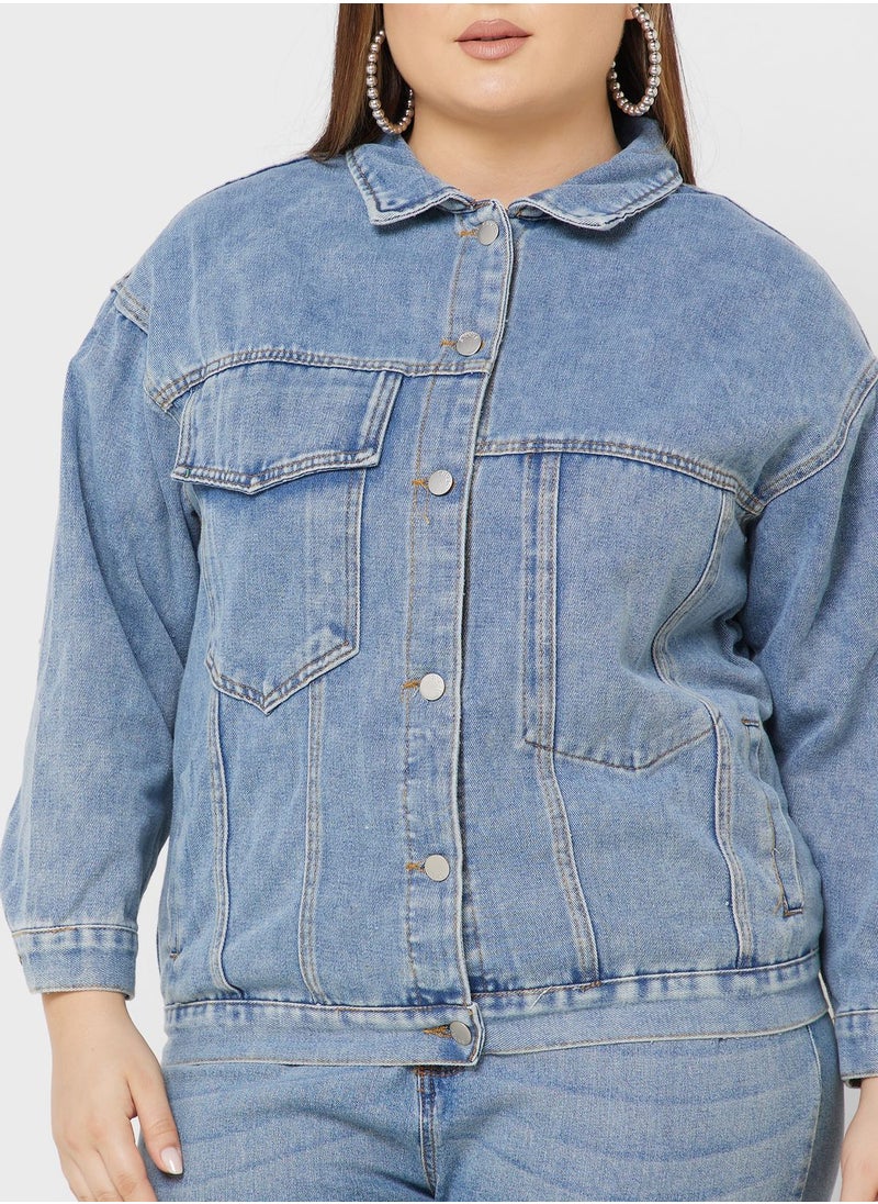 Ginger Plus - Pocket Detail Denim Jacket - Image 1