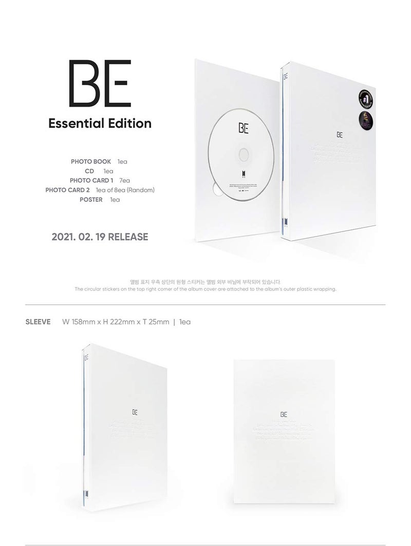 Import Big Hit Entertainment BTS Bangtan Boys - BE (Essential Edition) Album+Folded Poster+Extra Photocards Set - Image 2